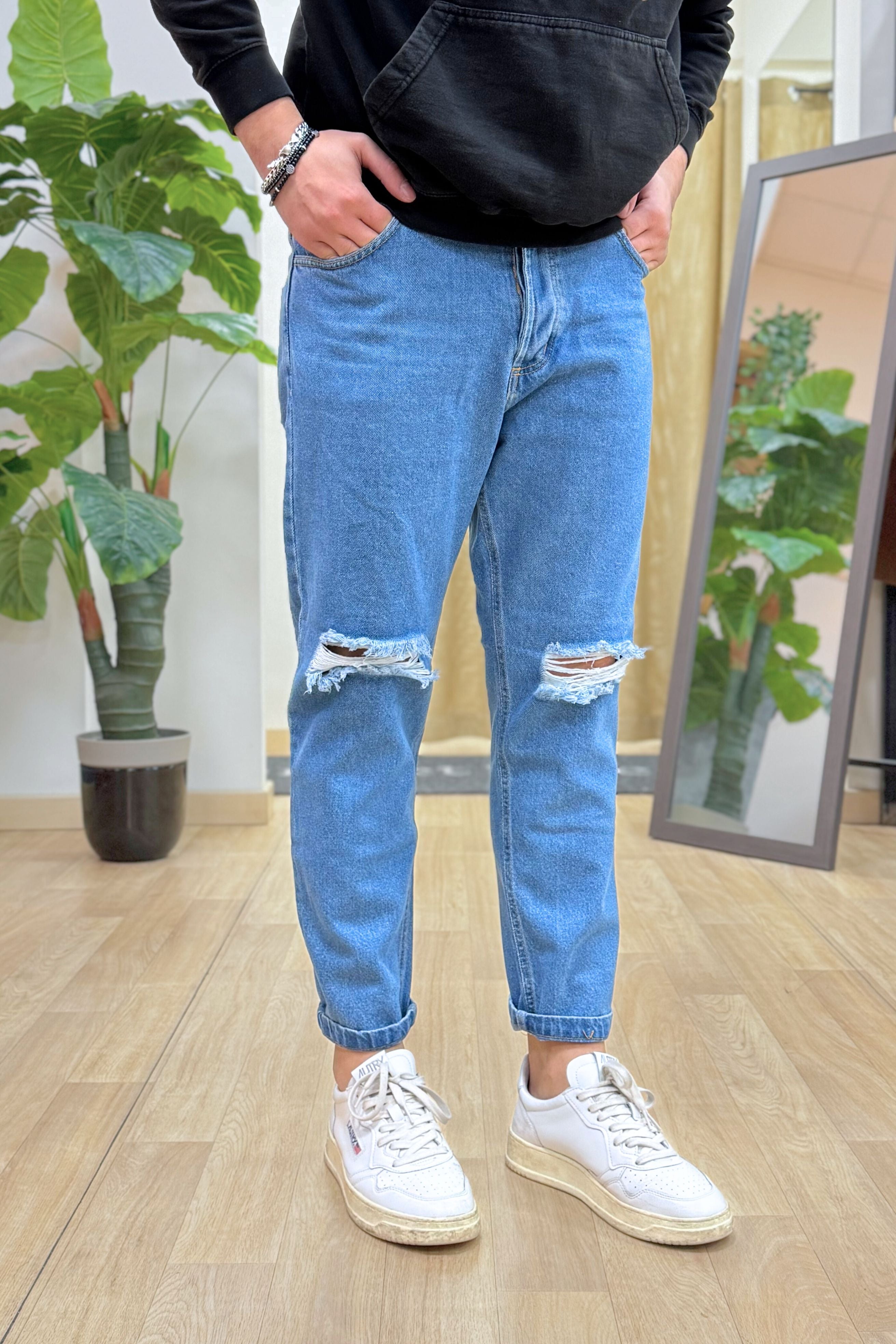 Jeans Cr a strappi