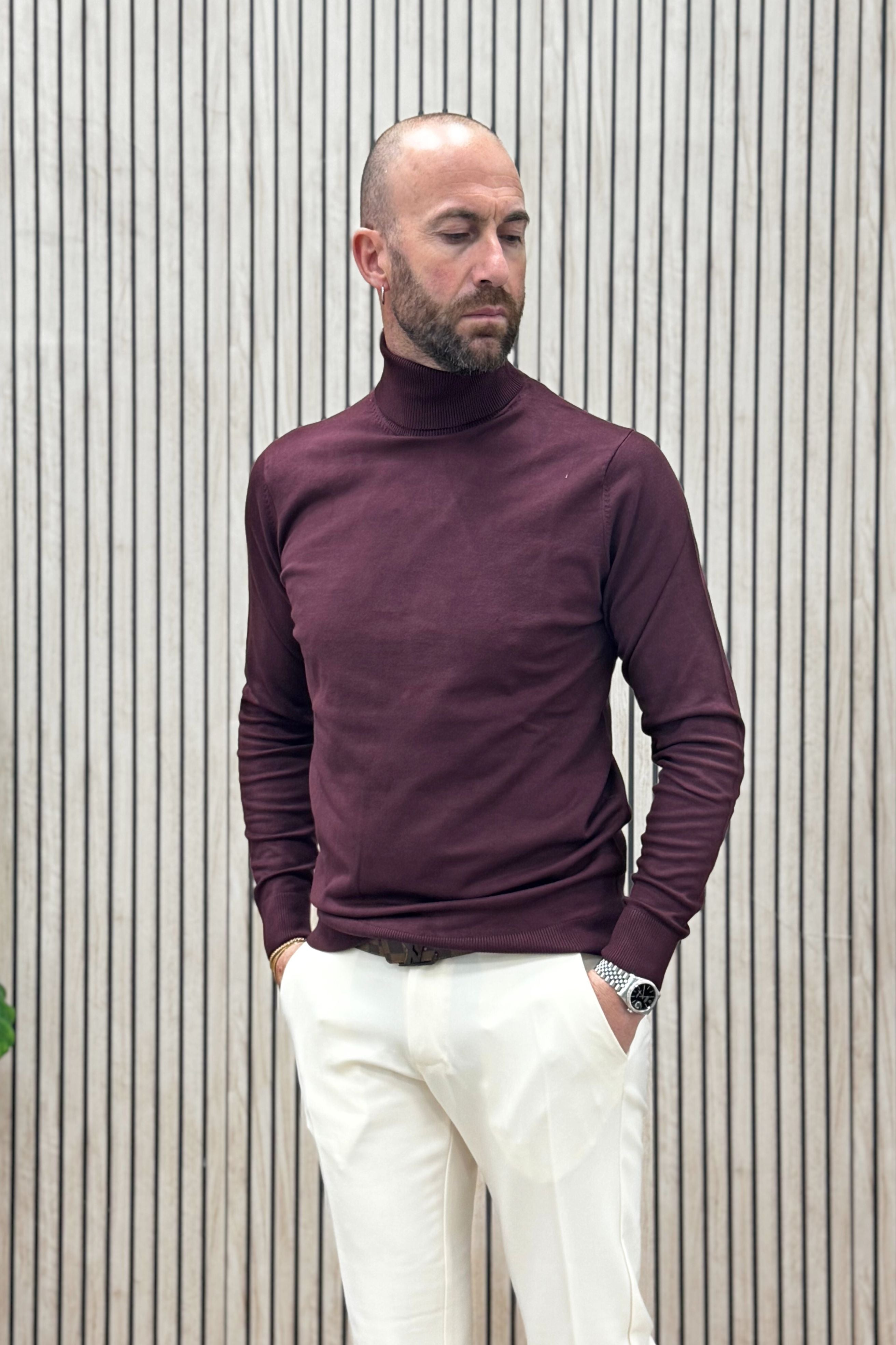 Maglia Dolcevita Bordeaux