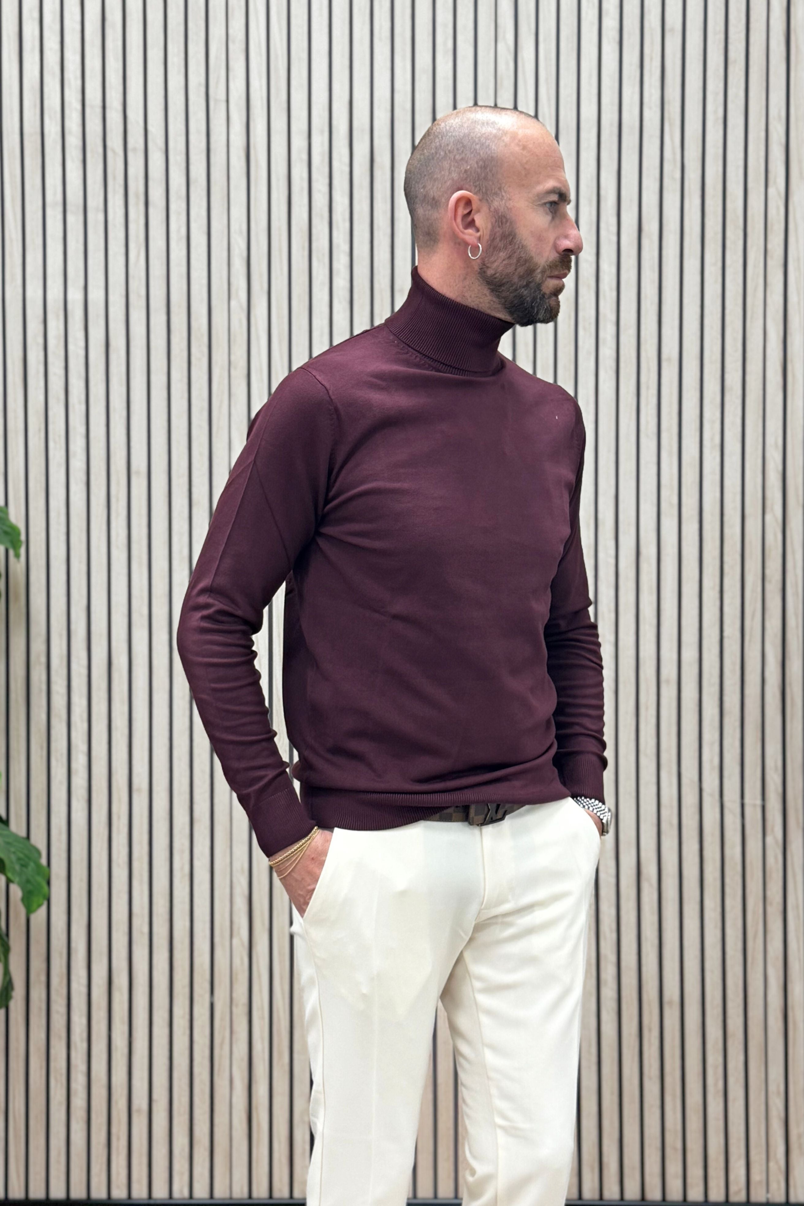 Maglia Dolcevita Bordeaux