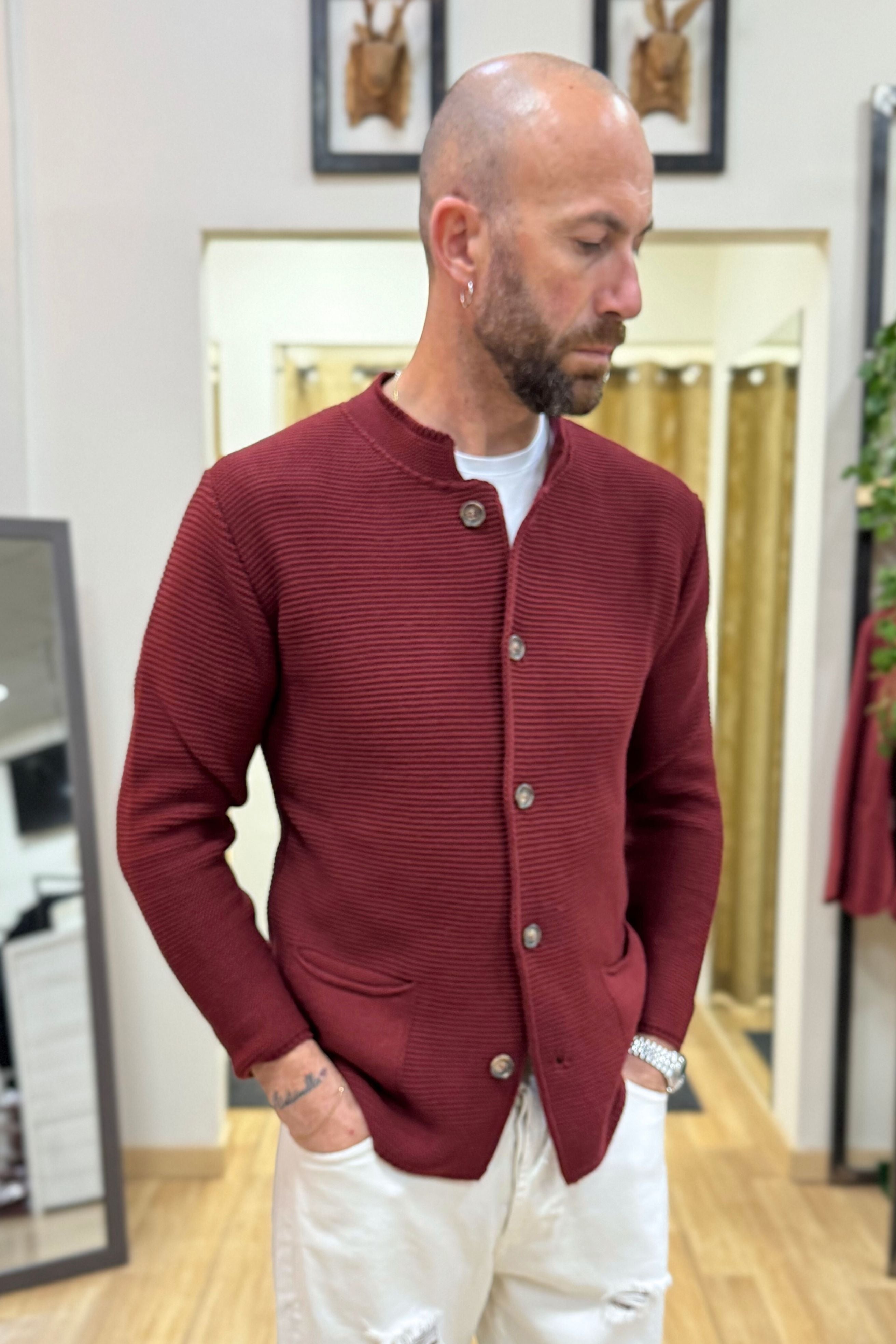 Cardigan Koreano Bordeaux